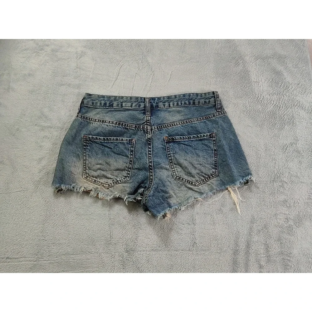 SONG Shorts Womens Size 11 Blue Distressed Denim Cutoffs Medium Rise Waist 30